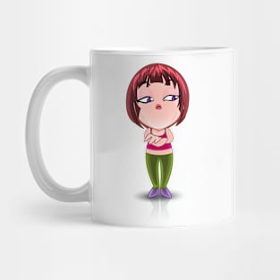 short hair beautiful girl cartoon character for young kids Mug